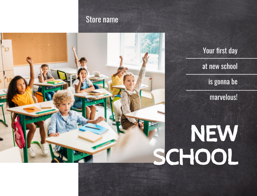Kids studying in classroom Postcard 4.2x5.5in Design Template