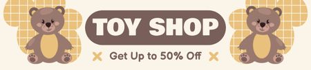 Children's Toys Discount with Beige Teddy Bear Ebay Store Billboard Design Template