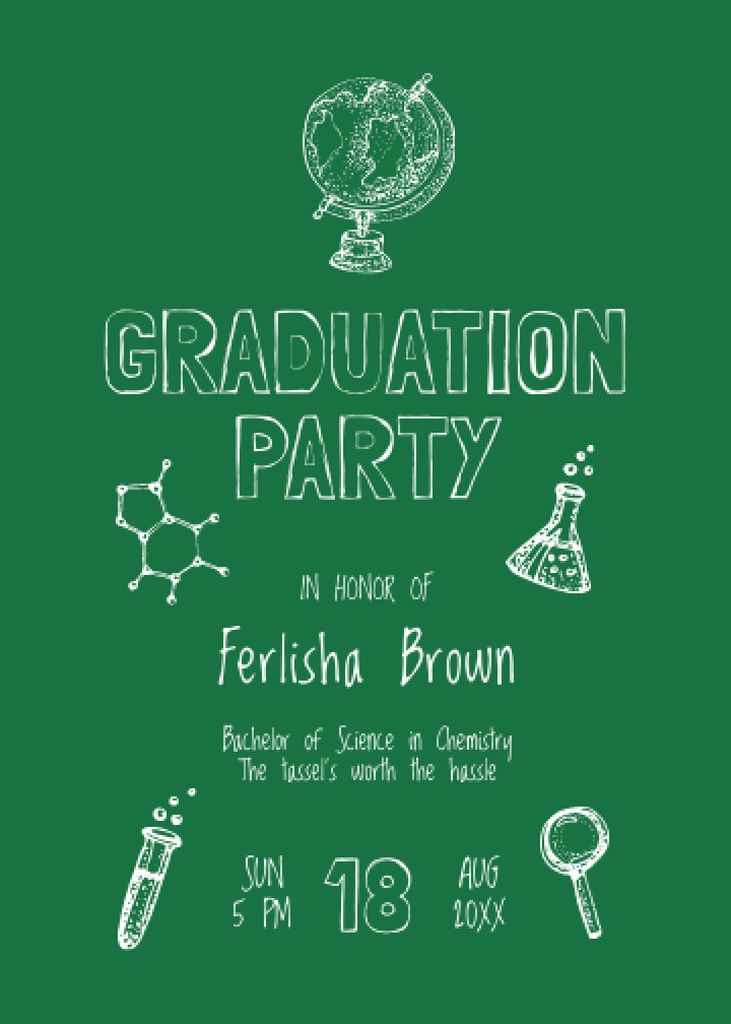 Graduation Party Announcement with Science Icons Invitation – шаблон для дизайну