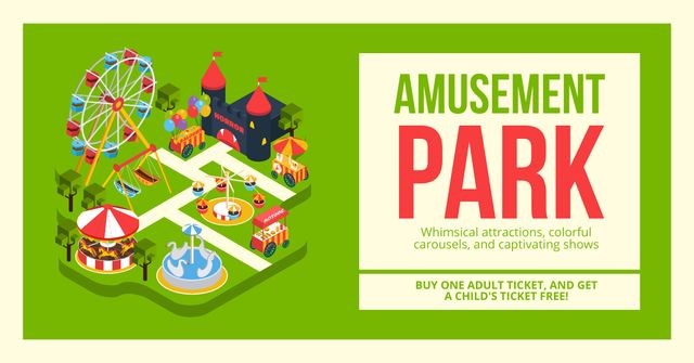 Unbelievable Amusement Park Shows And Attractions Facebook AD Design Template