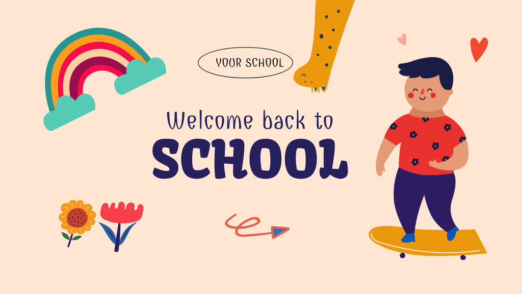 Splendid Back to School Announcement With Doodles Presentation Wide – шаблон для дизайну