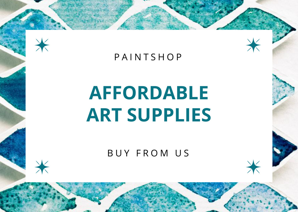 Ontwerpsjabloon van Flyer A6 Horizontal van Exceptional Art Supplies Sale Offer With Watercolor Paint