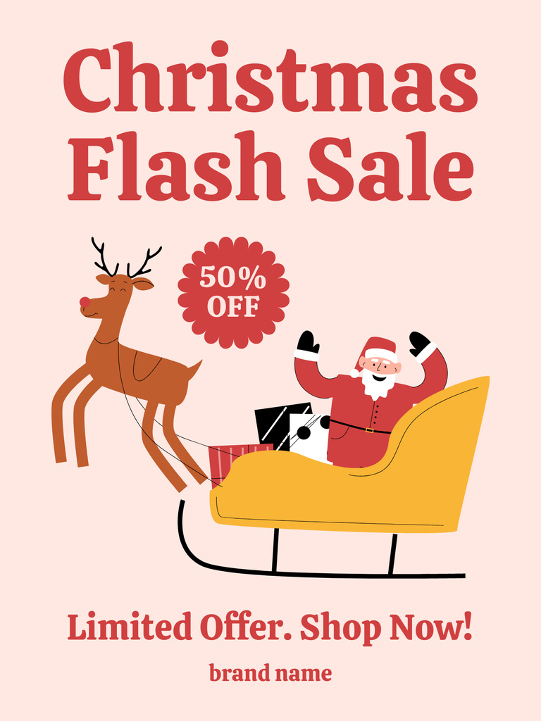 Santa on Christmas Flash Sale Poster US Πρότυπο σχεδίασης