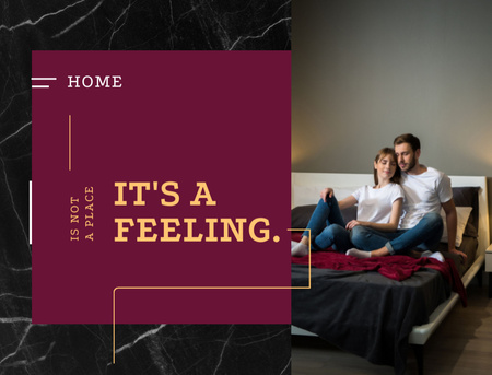 Emotional Quote About Home on Background of Man and Woman Postcard 4.2x5.5in Design Template