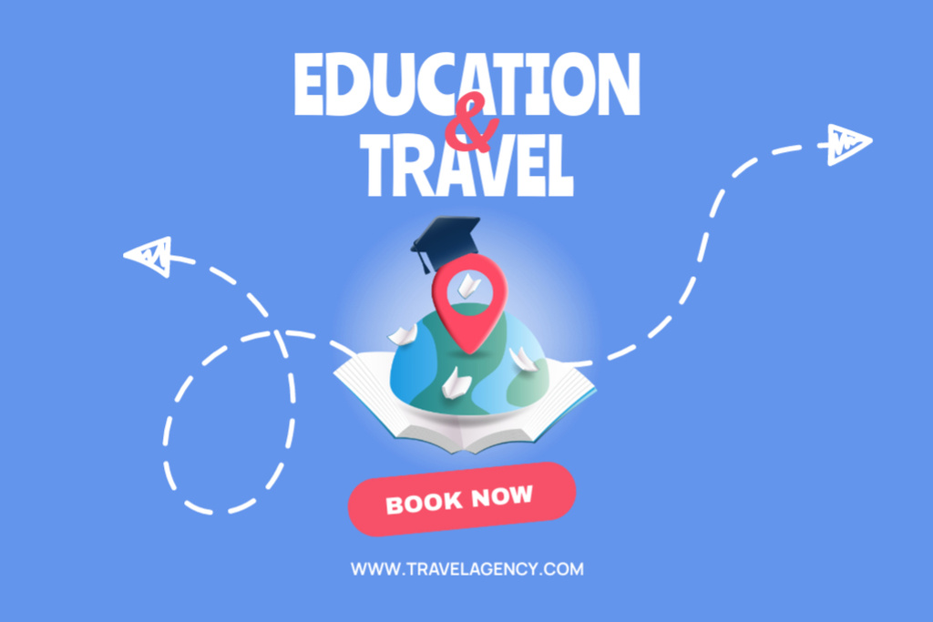 Educational Tours Announcement with Arrows Flyer 4x6in Horizontal Design Template