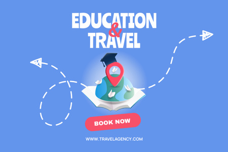 Educational Tours Announcement with Arrows Flyer 4x6in Horizontal Design Template