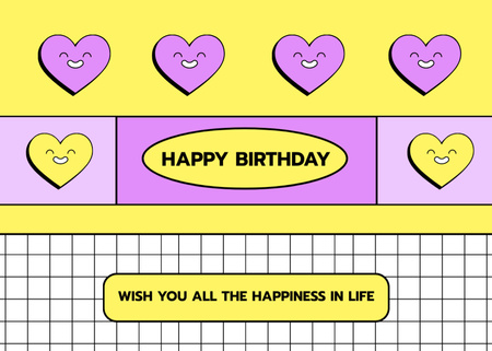 Birthday Wishes with Cute Hearts Postcard 5x7in Design Template