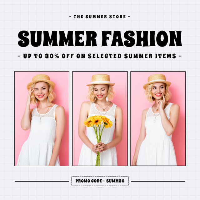 Summer Sale of Romantic Dresses Animated Post Design Template