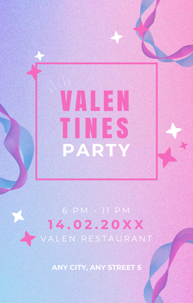 Sweetheart's Party Update Invitation 4.6x7.2in Tasarım Şablonu