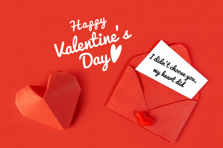 Designvorlage Valentine's Day Greeting with Envelope and Heart für Postcard 4x6in
