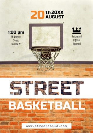 Basketball Net on Street Court Flyer A5 Design Template