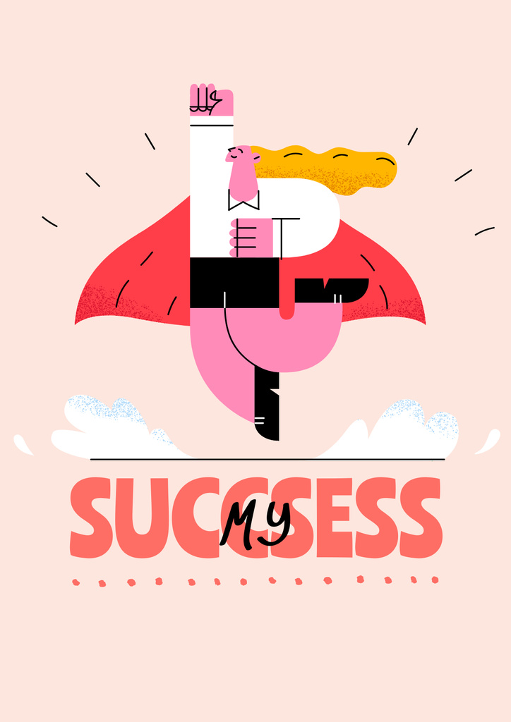 Platilla de diseño Girl Power Inspiration with Happy Woman on Workplace Poster