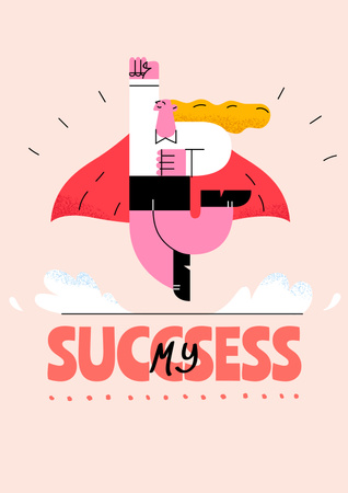 Ontwerpsjabloon van Poster van Girl Power Inspiration with Happy Woman on Workplace