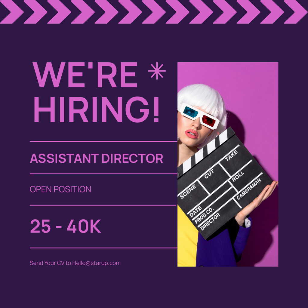 Designvorlage Announcement Of Assistant Director Hiring In Company für Instagram