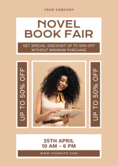 Book Fair Event Ad with Reading Woman