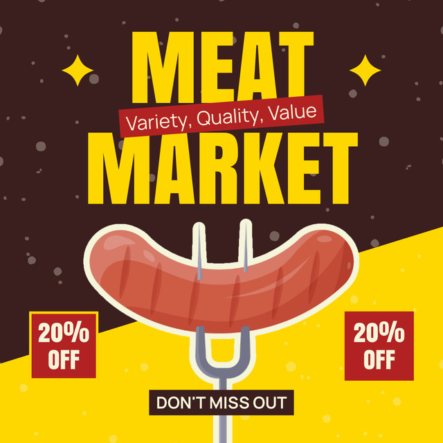Modèle de visuel Best Quality Offers by Meat Market - Instagram AD