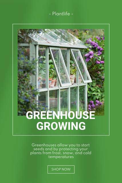 Greenhouse Growing Ad Pinterest Design Template