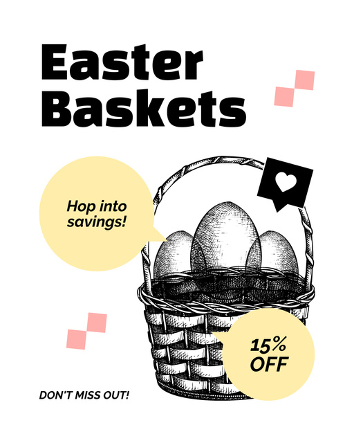 Discount Offer on Easter Baskets Instagram Post Vertical Πρότυπο σχεδίασης