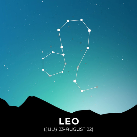 Night Sky with Leo Constellation Animated Post Design Template