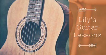 Guitar lessons Ad with Acoustic Guitar Facebook AD Design Template
