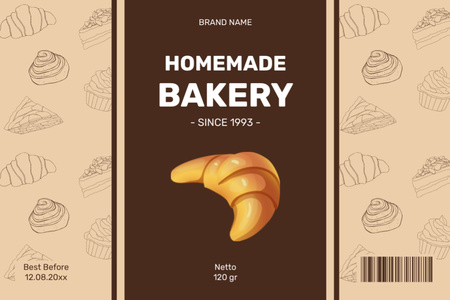 Designvorlage Selbstgemachter Bäckerei-Tag für Label