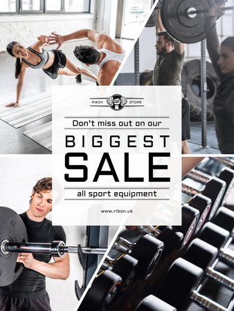 Ontwerpsjabloon van Poster US van Sports Equipment Sale with Gym View