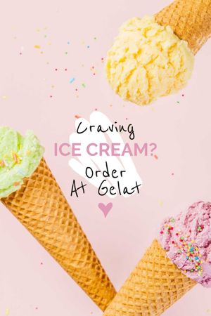 Designvorlage Ice Cream ad with cones für Tumblr