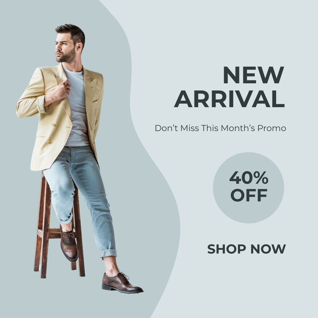 Fashion Ad with Handsome Man Online Instagram Post Template - VistaCreate