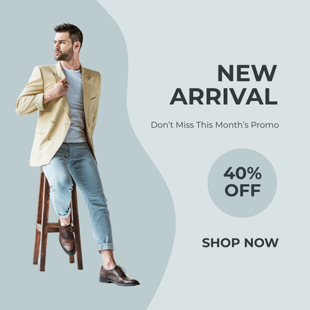 Fashion Sale Offer with Handsome Man Instagram Design Template
