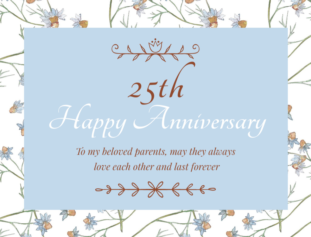 Anniversary Wishes for Parents Postcard 4.2x5.5in Design Template