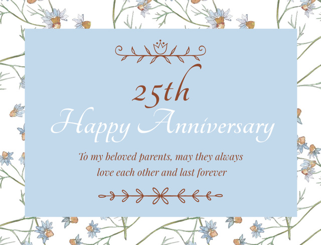 Anniversary Wishes for Parents Postcard 4.2x5.5in Design Template