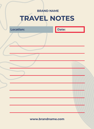 Travel Planner with Red Lines Notepad 4x5.5in Design Template
