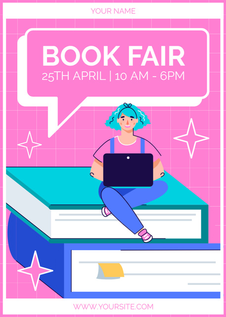 Book Fair Ad with Reader Flayer Design Template