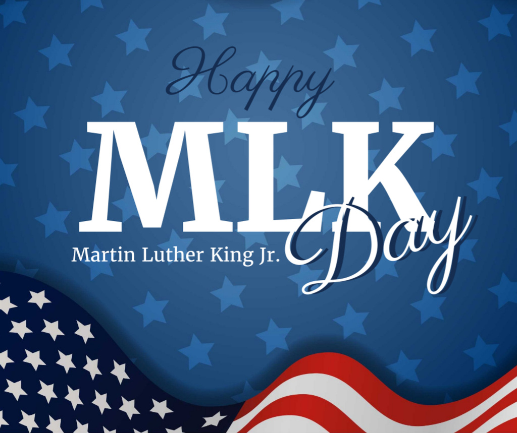 Ontwerpsjabloon van Facebook van Wishing Happy Martin Luther King Day With USA Flag
