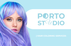 Hair Salon Services Offer with Woman with Bright Purple Hairstyle