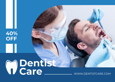 Dental Care Services Ad with Offer of Discount Card Design Template