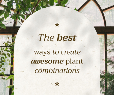Template di design combinazioni di piante con bellissimo albero della casa Facebook
