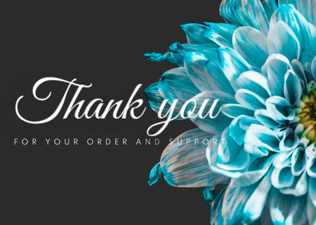 Designvorlage Thanks For Your Order and Support Message with Chrysanthemum Flowers für Postcard 5x7in