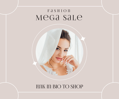 Fashion Mega Sale Announcement with Beautiful Woman Facebook Tasarım Şablonu