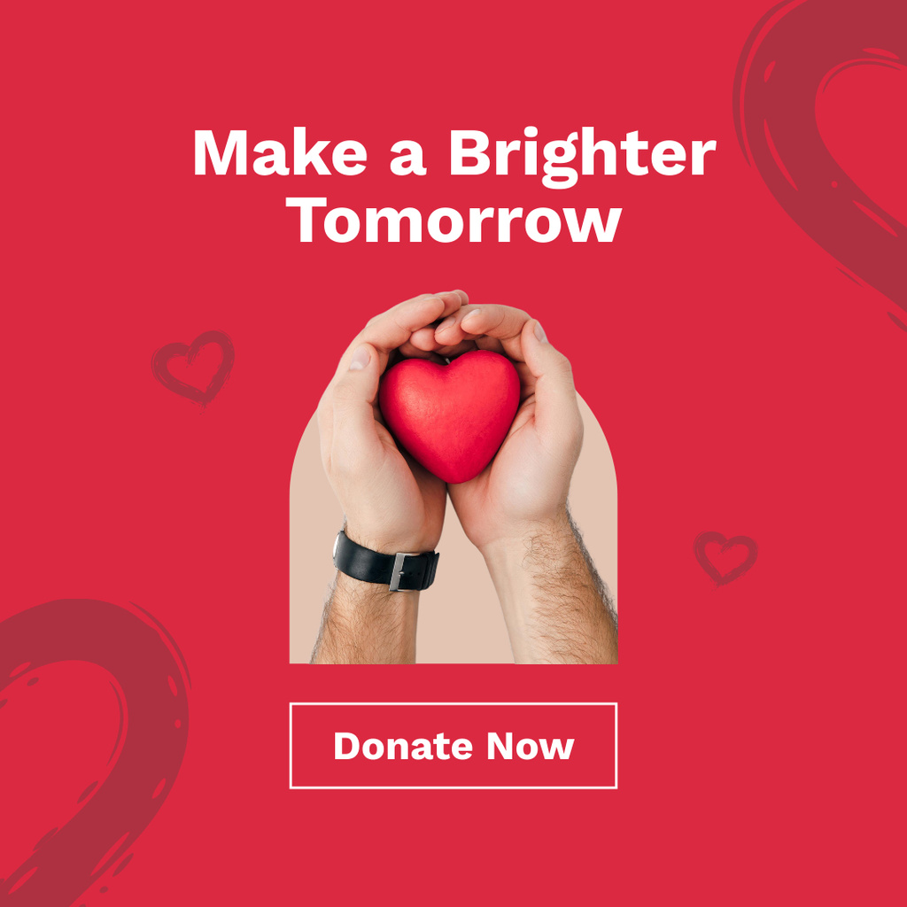 Announcement Of A Donation Day With Heart Instagramデザインテンプレート