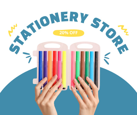 Stationery Store Discount Deal Facebook Design Template