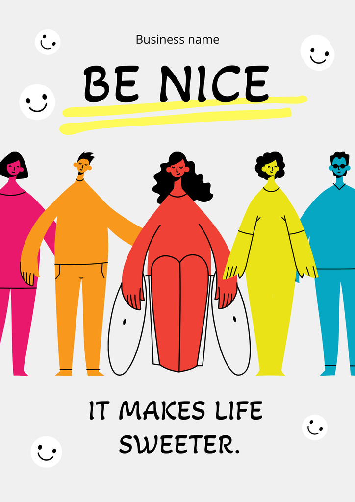 Plantilla de diseño de Bright Motivation of Being Kind to People Poster 