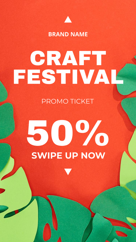 Ontwerpsjabloon van Instagram Story van Craft Festival With Discount And Leaves