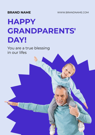 Wishing Fun-filled Grandparents Day In Violet Poster A3 Design Template