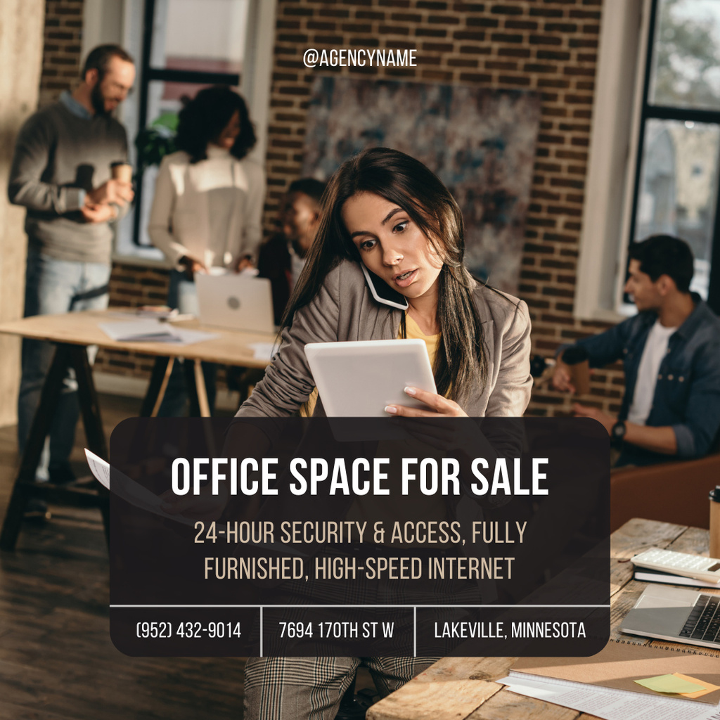 Designvorlage Office Space for Sale für Instagram