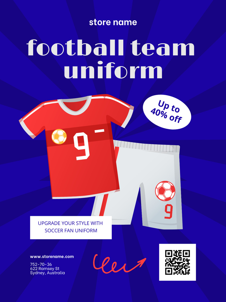 Football Team Uniform Sale Offer Poster US – шаблон для дизайна