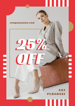 Template di design Young attractive woman in stylish clothes Poster