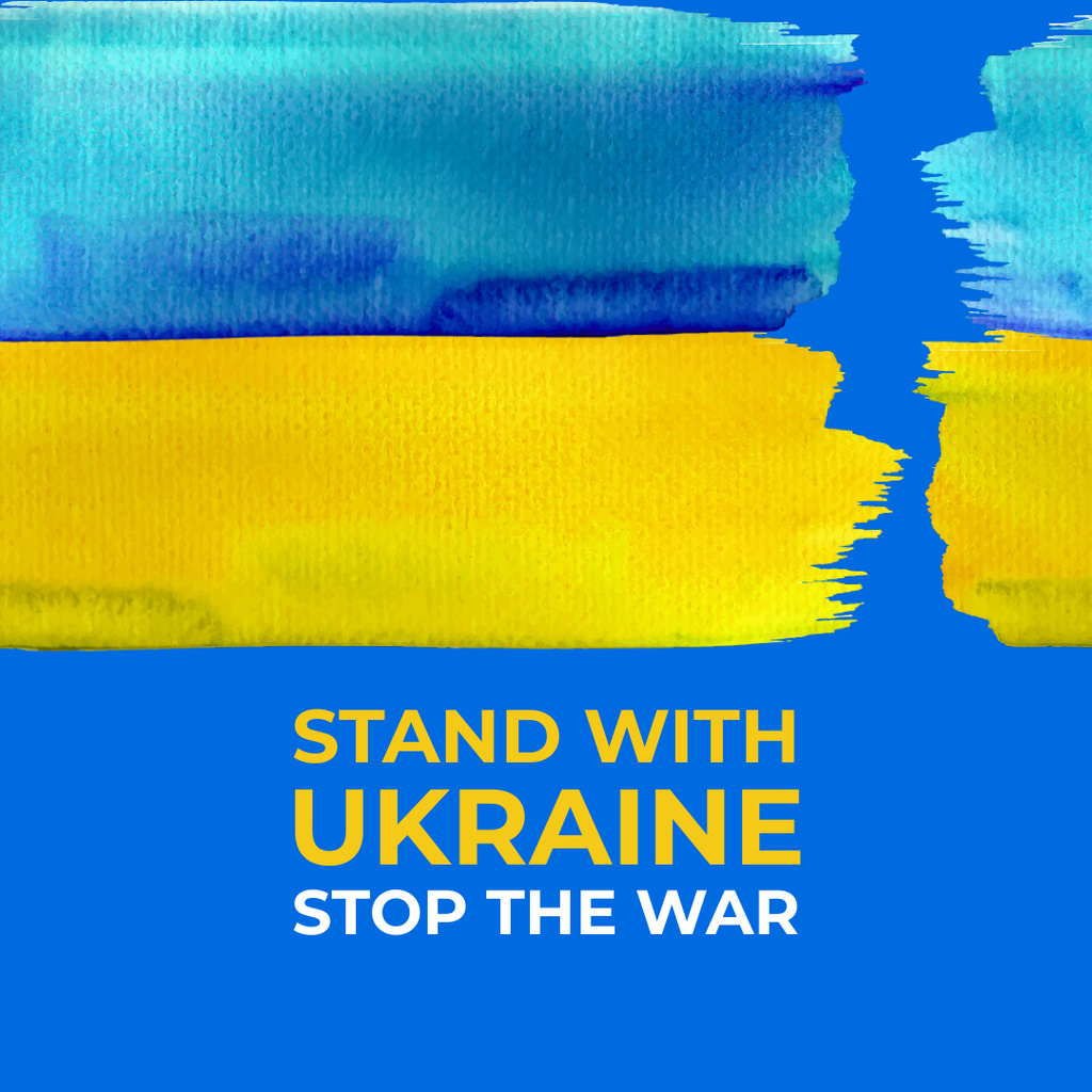 Stand With Ukraine and Stop War Instagramデザインテンプレート
