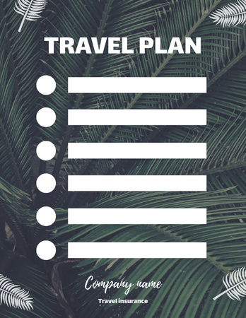 Palmiye Dalları ile Seyahat Planlayıcısı Notepad 8.5x11in Tasarım Şablonu