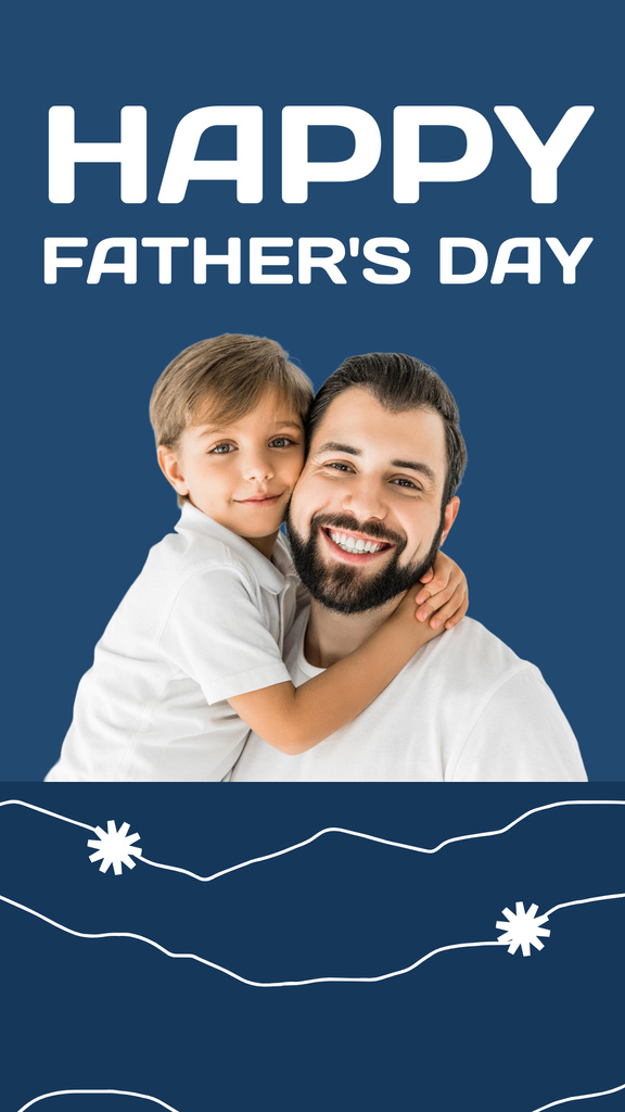 Designvorlage Happy Father's Day Celebrating With Hugging für Instagram Story